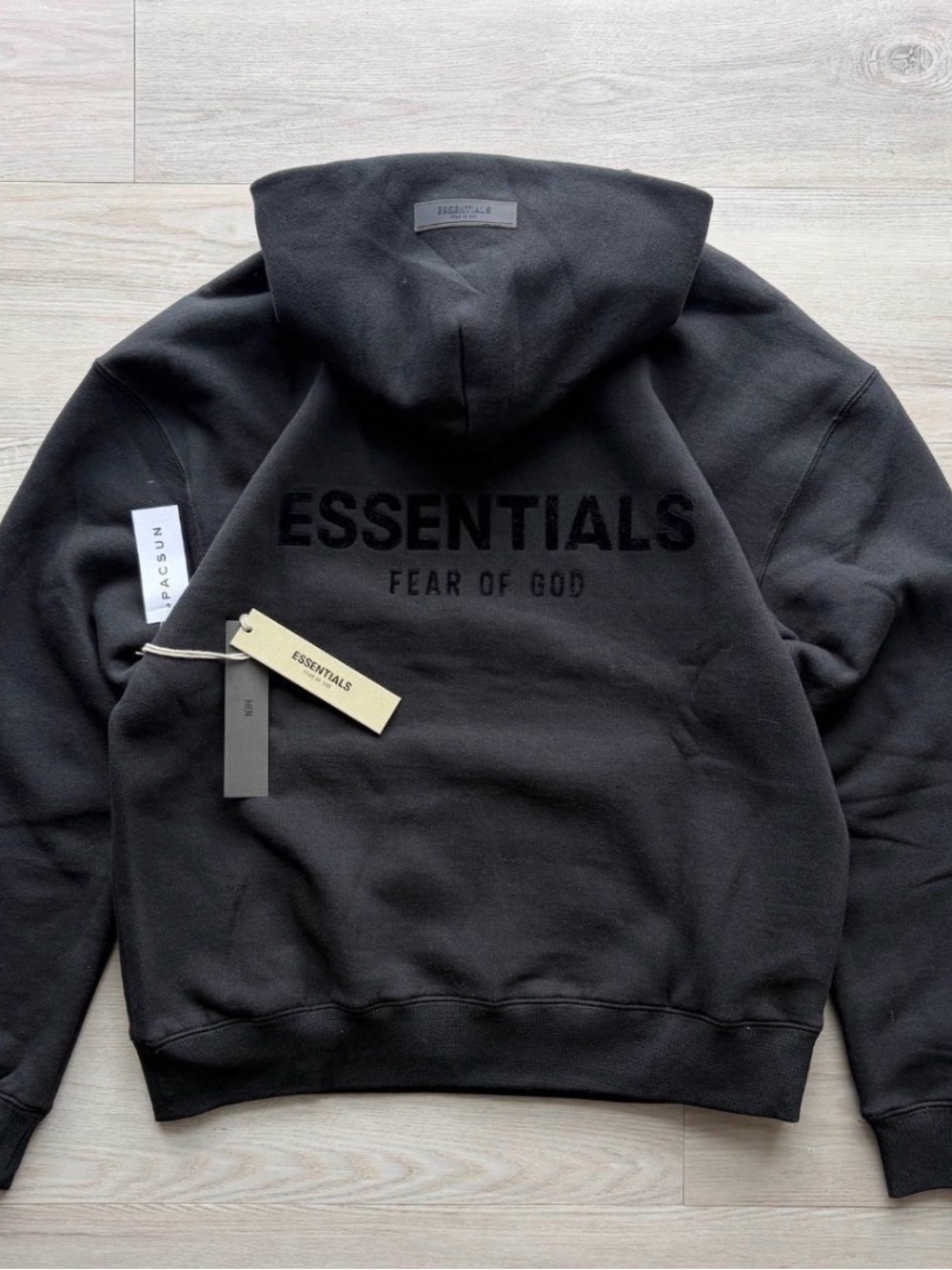 ESSENTIALS Black Men's Classic Pullover Hoodie ALL SIZES - Picture 2 of 3